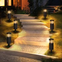 Solar Lights Outdoor 6 Pack Solar Pathway Lights Waterproof Solar Garden Lights For Outside Solar Powered Landscape Lighting F