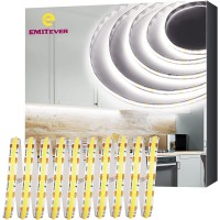 Emitever Cob Led Strip Lights Cool White 5000K Tape Light 25Ft Premium High Density Dc 24V 300Lumensft 3600Ledsspool Ra