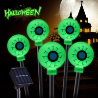 Outdoor Halloween Decorations Solar Pathway Lights 5 Pack 3D Eyeball Lights With 2 Modes Waterproof Solar Halloween Stake Lig