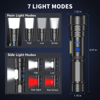 Led Rechargeable Flashlights 990000 High Lumens Super Bright Flashlight High Power Flash Light With 7 Modes 15H Running Time