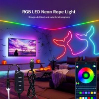 Yeqeeshine Led Neon Rope Light 984Ft Rgb Led Strip Light App Control Button Control 5V Music Sync Color Changing Rope Light