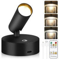 Wireless Led Spotlight Indoor With Remote Uplighting Indoor With Rechargeable Battery Operated 3Cct Picture Light With Timerd