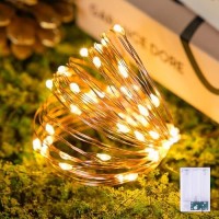 Jmexsuss Warm White Fairy Lights Battery Operated Christmas Lights 50 Led Twinkle Fairy Lights For Christmas Tree 16Ft Copper