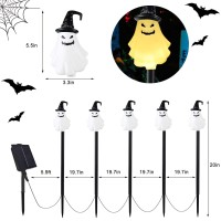 Outdoor Halloween Decorations 5 Pack Solar Pathway Lights 3D Ghost Lights With 8 Modes Waterproof Solar Halloween Stake Light