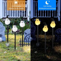 Outdoor Halloween Decorations 5 Pack Solar Pathway Lights 3D Ghost Lights With 8 Modes Waterproof Solar Halloween Stake Light