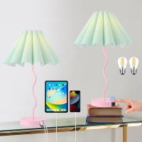 Eoeyyoyb Table Lamps Set Of 2 Modern Bedroom Nightstand Lamps Pink Lamp For Living Room End Table Touch Dimmable Lamp With Usb P