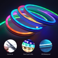 Led Neon Rope Light 328Ft Rgb Led Strip Light App Control Button Control 24V Music Sync Color Changing Rope Light Ip65 Wate