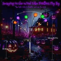 6 Pack Solar Halloween Decorations Outdoor Solar Garden Firefly Lights Waterproof Solar Swaying Led Halloween Lights For Patio