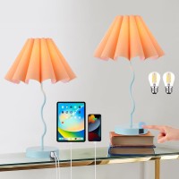 Eoeyyoyb Modern Table Lamp For Bedroom Nightstand Touch Lamps Set Of 2 Orange Blue Lamps For Living Room End Table Dimmable Tabl