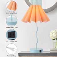 Eoeyyoyb Modern Table Lamp For Bedroom Nightstand Touch Lamps Set Of 2 Orange Blue Lamps For Living Room End Table Dimmable Tabl