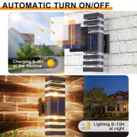 2 Pack Solar Outdoor Wall Light With 4 Free 4W Bulbs 750Lm 3000K Dusk To Dawn Solar Exterior Sconces Modern Up Down Porch Light