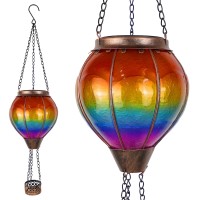 Hot Air Balloon Solar Lantern Solar Hot Air Balloon Lamp Colorful Solar Balloon Lanterns Outdoor Hanging Glass And Metal Air B