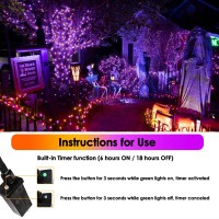 100 Led 33Ft Halloween String Lights Outdoorindoor Waterproof Orange And Purple Halloween Lights 8 Modes Clear Wire Fairy Twi