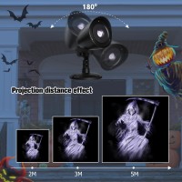 Halloween Projector Lights Outdoor Indoor 3D Dynamic White Reaper Projector Decorations Lights With Timer Waterproof Hallowee