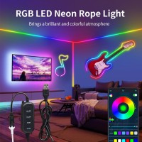 Yeqeeshine Neon Rope Light 656Ft Rgb Led Strip Light App Control Button Control 5V Musci Sync Color Changing Rope Light Ip6