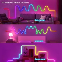 Yeqeeshine Neon Rope Light 656Ft Rgb Led Strip Light App Control Button Control 5V Musci Sync Color Changing Rope Light Ip6