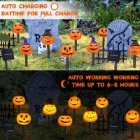 Retisee 10 Pcs Halloween Pumpkin Solar Lights Halloween Pumpkin Stakes Lights Pumpkin Pathway Lights Pumpkin Outdoor Lights Hall