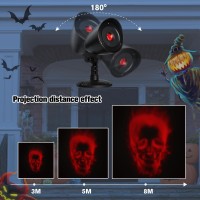 Halloween Projector Lights Outdoor Indoor 3D Dynamic Red Skull Projector Decorations Lights With Timer Waterproof Halloween L