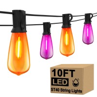 Led Outdoor Halloween String Lights 10Ft Halloween Decorations Lights With 10 Led Orange And Purple Bulbs Hanging Patio Lights