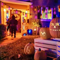 Led Outdoor Halloween String Lights 10Ft Halloween Decorations Lights With 10 Led Orange And Purple Bulbs Hanging Patio Lights