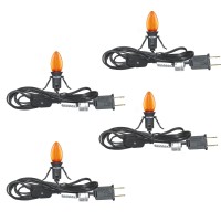 4 Pack Accessory Cord With One Led Orange Light Bulb 6Ft Black Cord Halloween Night Lights With Onoff Switch Plugs C7 Clips I