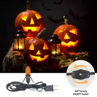 4 Pack Accessory Cord With One Led Orange Light Bulb 6Ft Black Cord Halloween Night Lights With Onoff Switch Plugs C7 Clips I