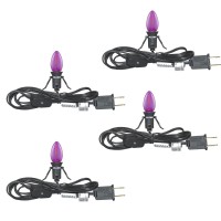 4 Pack Accessory Cord With One Led Purple Light Bulb 6Ft Black Cord Halloween Night Lights With Onoff Switch Plugs C7 Led Cli