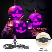 4 Pack Accessory Cord With One Led Purple Light Bulb 6Ft Black Cord Halloween Night Lights With Onoff Switch Plugs C7 Led Cli