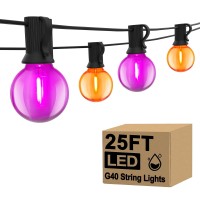 Halloween String Lights Outdoor 25Ft Led G40 Orange Purple Halloween Decorations Lights Outdoor With 27 Globe Waterproof Bulbs