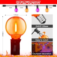 Halloween String Lights Outdoor 25Ft Led G40 Orange Purple Halloween Decorations Lights Outdoor With 27 Globe Waterproof Bulbs