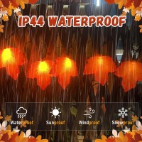 Fall Decorations Lights 85Ft Outdoor Thanksgiving Decorations Lights With 10 Led Orange Maple Leaves Lights Hanging Orange Ha