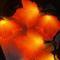 Fall Decorations Lights 85Ft Outdoor Thanksgiving Decorations Lights With 10 Led Orange Maple Leaves Lights Hanging Orange Ha