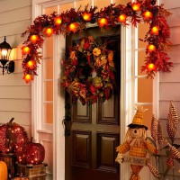 Fall Decorations Lights 85Ft Outdoor Thanksgiving Decorations Lights With 10 Led Orange Maple Leaves Lights Hanging Orange Ha