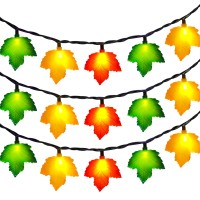 Fall Decorations Maple Leaf Lights 85Ft Thanksgiving Decorations String Lights Outdoor With 10 Led Multicolor Maple Leaves Lig