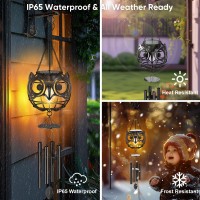 Owl Solar Lanterns Outdoor Halloween Decorations 2 Pack Solar Halloween Decorations Lights Waterproof Metal Hanging Solar Lant