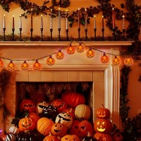 Halloween Led Pumpkin Lights Outdoor 85Ft Halloween Decorations Lights With 10 Led Clear Orange Pumpkin Lights Waterproof Plug