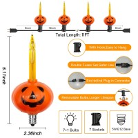 Halloween Pumpkin Bubble Lights 11Ft Outdoor Halloween Decorations String Lights With 8 Jack O Lantern Pumpkin Bubble Lights