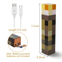 Umprzbxx Pixel Brownstone Torch Light Led Night Light For Gaming Room Decor Usb Rechargeable Slow Fade Function Kids Be