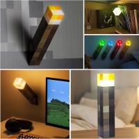 Umprzbxx Pixel Brownstone Torch Light Led Night Light For Gaming Room Decor Usb Rechargeable Slow Fade Function Kids Be