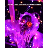 Brizlabs Halloween Fairy Lights 2 Pack 2034Ft 60 Led Purple Orange Halloween String Lights 2 Modes Battery Halloween Lights I