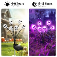 Halloween Decorations Outdoor 4 Pack 24 Led Scary Halloween Decorations Skull Solar Halloween Lights Outdoor Waterproof Solar