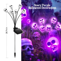 Halloween Decorations Outdoor 4 Pack 24 Led Scary Halloween Decorations Skull Solar Halloween Lights Outdoor Waterproof Solar