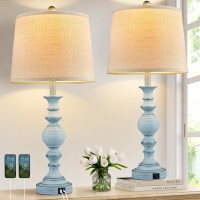 Srjjrs Table Lamps For Living Room Set Of 2 28 Farmhouse Table Lamps For Bedroom Bedside Nightstand Lamps With Rotary Switch