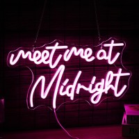 Dimmable Meet Me At Midnight Neon Sign Led Pink Words Neon Light For Wall Decor Usb Powered Letters Light Up Sign For Bedroom Pa