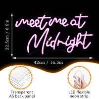 Dimmable Meet Me At Midnight Neon Sign Led Pink Words Neon Light For Wall Decor Usb Powered Letters Light Up Sign For Bedroom Pa