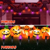 Halloween Pathway Lights 10 Pack Halloween Stake Lights Outdoor With C9 Led Clear Purpleorange Bulbs 195Ft Extendable Led Walk