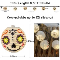 Halloween Ghost Face Lantern Lights With 10 Led Mini Bulbs 85Ft Spooky Ghost Face Lantern Lights For Outdoor Halloween Hunting