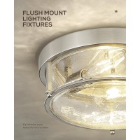 Femila Brushed Nickel Flush Mount Ceiling Light 12 Bedroom Ceiling Light Modern Light Fixtures Ceiling Seeded Glass E26 Ba