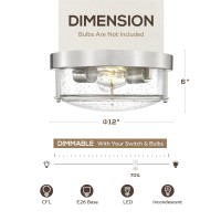 Femila Brushed Nickel Flush Mount Ceiling Light 12 Bedroom Ceiling Light Modern Light Fixtures Ceiling Seeded Glass E26 Ba