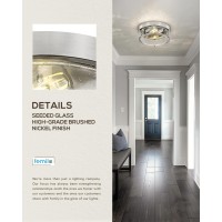 Femila Brushed Nickel Flush Mount Ceiling Light 12 Bedroom Ceiling Light Modern Light Fixtures Ceiling Seeded Glass E26 Ba